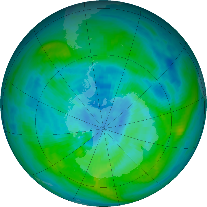 Antarctic ozone map for 20 March 1982